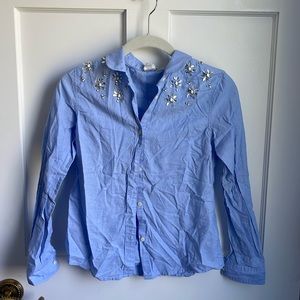Crewcuts Girls Sequin Button-down - color: light blue - size: 12 Y